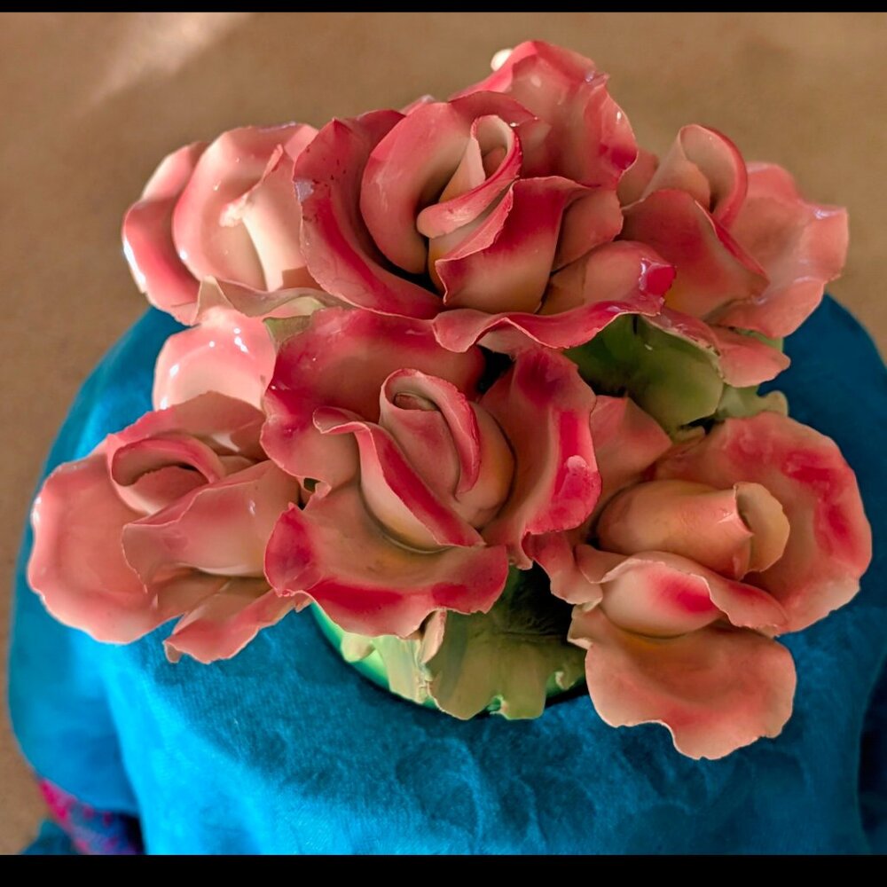 Vintage Capodimonte Style E. D. R. Italy Rose Centerpiece